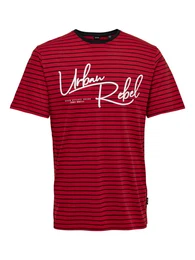 Only & Sons T-Shirt rot / schwarz / weiß