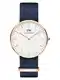 Daniel Wellington Analogové hodinky ''''Classic 36 Bayswater''''  chladná modrá / růžově zlatá / bílá