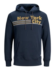 Hoodie navy / senf