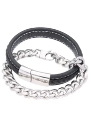 FIRETTI Armband Set ''''Glanz, massiv, geflochten'''' schwarz / silber