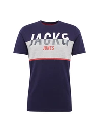 T-Shirt marine / graumeliert / rot
