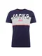 JACK & JONES T-Shirt marine / graumeliert / rot