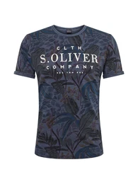 S.Oliver T-Shirt dunkelblau / weiß
