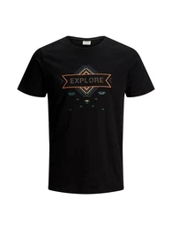 T-Shirt pastellblau / orange / schwarz