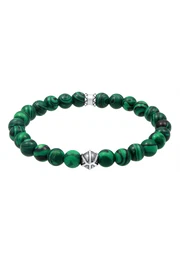 Armband ''''Kugel'''' dunkelgrün / schwarz / silber