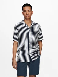 Only & Sons Hemd 'Wayne' dunkelblau/weiß