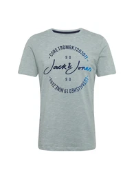 Shirt ''''JCOMICK TEE SS CREW NECK'''' nachtblau / himmelblau / grau / weiß