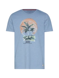T-Shirt blau / grün / orangerot / weiß