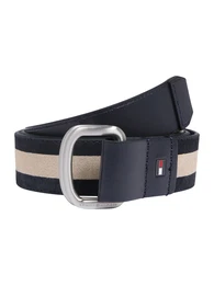 TOMMY HILFIGER Gürtel ''''Urban D-Ring Intarsia'''' beige / dunkelblau