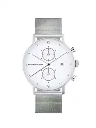 Analogni sat 'Chrono Small Silver Mesh' srebro / bijela