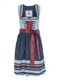 Dirndl 'Natalia 55' mornarsko plava / svijetloplava / burgund / bijela