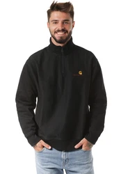 Carhartt WIP Sweatshirt Half Zip American Script Sweatjacke schwarz
