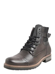 Schnürstiefel mit seitlicher Schnalle dunkelbraun