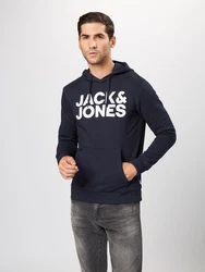JACK & JONES Sweatshirt CORP Logo Hoodie navy / weiß