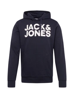JACK & JONES Sweatshirt CORP Logo Hoodie navy / weiß JACK & JONES Sweatshirt CORP Logo Hoodie navy / weiß
