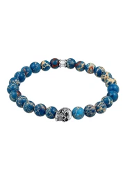 Armband hellbeige / blau / rot / silber