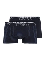 Skiny Boxershorts Retro Pants Herren Cotton Multipack Retro Boxer (2-St) nachtblau/himmelblau/wei