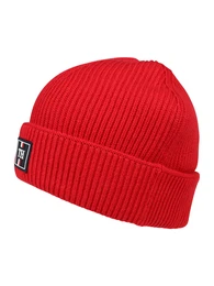 TOMMY HILFIGER Mütze ''''TH PATCH KNIT BEANIE'''' rot