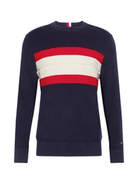 Pullover weiß / dunkelblau / rot