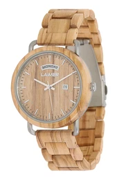 LAiMER Herren Armbanduhr Holzuhr ''''Filippo'''' ocker