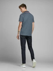 Jack & Jones Poloshirt JJEPAULOS POLO SS NOOS nachtblau/blaumeliert/knallrot/weiß