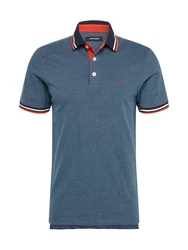 Jack & Jones Poloshirt JJEPAULOS POLO SS NOOS nachtblau/blaumeliert/knallrot/weiß
