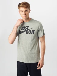 Nike Sportswear T-Shirt 'Swoosh' graumeliert/schwarz
