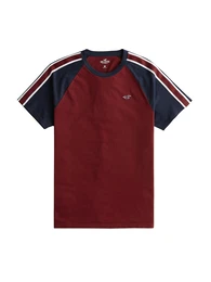 Shirt ''''BLOCKING CREW'''' burgunder / blau / weiß