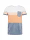 TOM TAILOR DENIM T-Shirt weiß / dunkelblau / orangemeliert