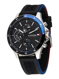 Uhr schwarz / blau / rot / silber