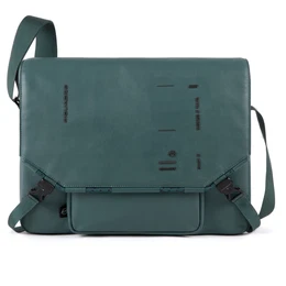 Piquadro Kyoto Messenger Leder 38 cm Laptopfach blau