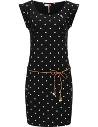 Letní šaty 'TAG DOTS' černá / bílá
