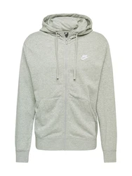 Nike Sportswear Sweatjacke 'Club' hellgrau/weiß