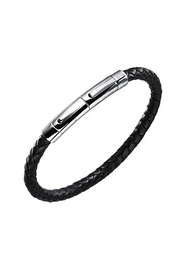 Lunavit Lederarmband Magnet Lederarmband Slim Plait schwarz