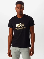 Alpha Industries Basic Foil Print T-Shirt goldgelb/schwarz