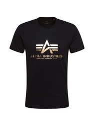 Alpha Industries Basic Foil Print T-Shirt goldgelb/schwarz