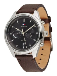TOMMY HILFIGER Uhr dunkelbraun / silber / schwarz