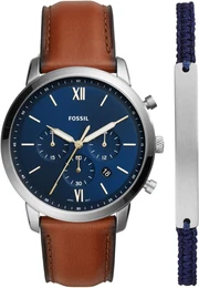 Uhr mit Armband marine / braun / silber