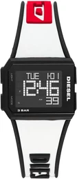 DIESEL Digitaluhr ''''Chopped, DZ1922'''' rot / schwarz / weiß
