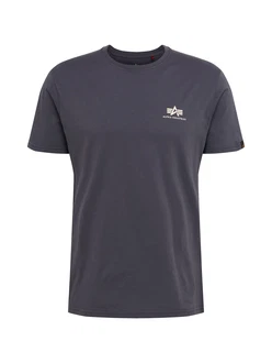 ALPHA INDUSTRIES T-Shirt dunkelgrau/wei