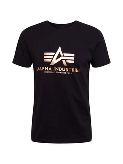 Alpha Industries Basic Foil Print T-Shirt gold/schwarz
