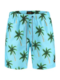Badeshorts ''''palms'''' grün / hellblau
