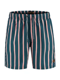 Badeshorts ''''urban stripe'''' blau / orangerot