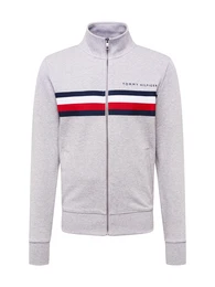 Sweatjacke graumeliert / rot / weiß / navy