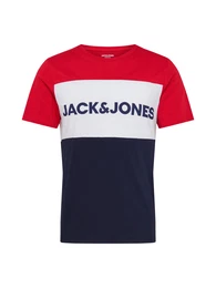T-Shirt marine / blutrot / weiß