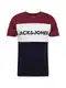 JACK & JONES T-Shirt nachtblau / weinrot / wei