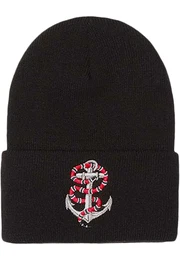 Beanie schwarz / weiß / rot