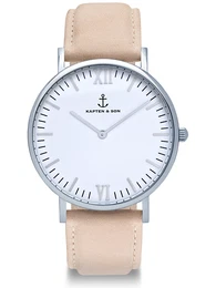 Uhr beige / weiß / silber