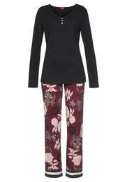 Pyžamo pastelově růžová / bordó / černá