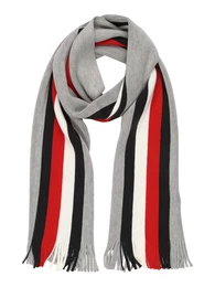 Schal grau / schwarz / offwhite / rot